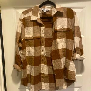 Brown flannel button down